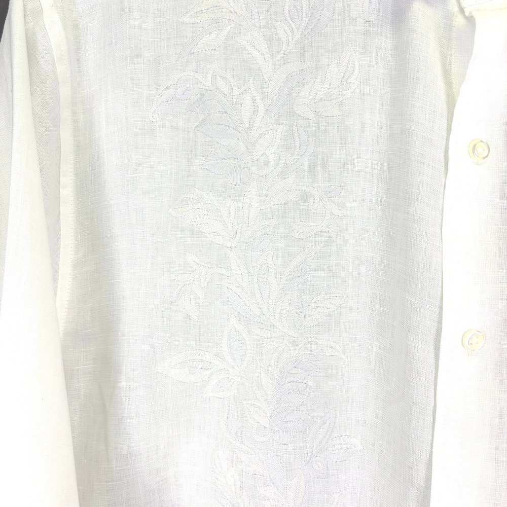Tommy Bahama NWT Men's Button Up Shirt 2XL White Embroidered Linen Wedding Groom - Picture 7 of 16